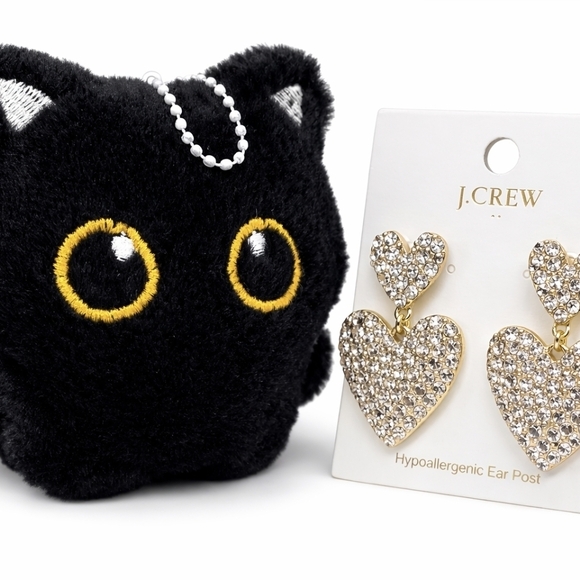 J. Crew Jewelry - J.Crew Glittering Gold Heart Earrings